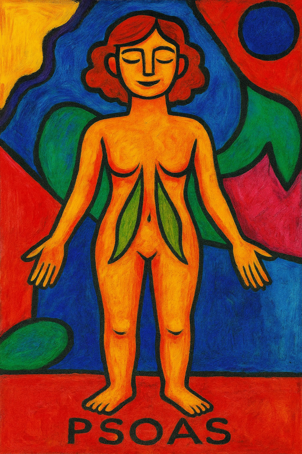 Vrouw met psoas spieren en kleuren